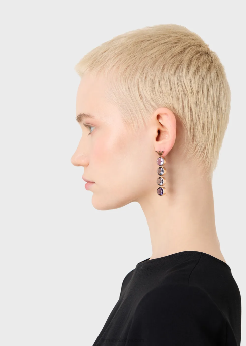 kadınlar Armani pembe altın tonlu paslanmaz çelik damla küpe Altın gül T8HD832