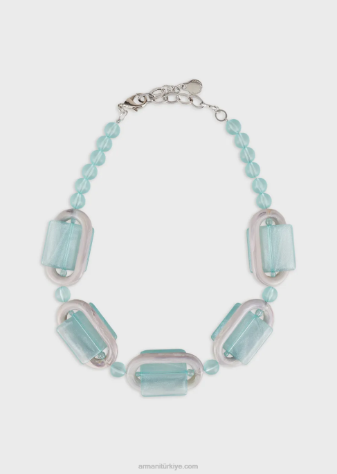 kadınlar Armani pleksiglas küreler ve geometrik detaylı kolyeT8HD808