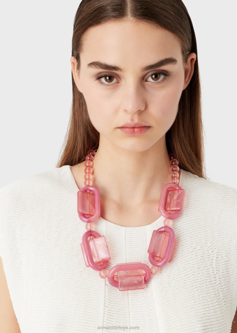 kadınlar Armani pleksiglas küreler ve geometrik detaylı kolyeT8HD809