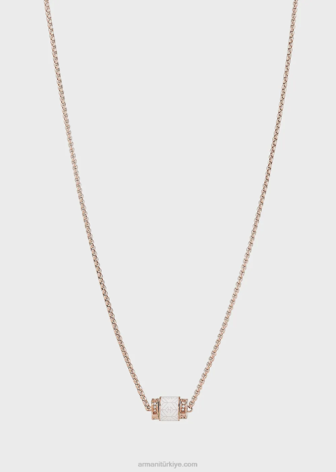 kadınlaremporio armani pembe altın tonlu paslanmaz çelik pandantif kolye Altın gül T8HD851