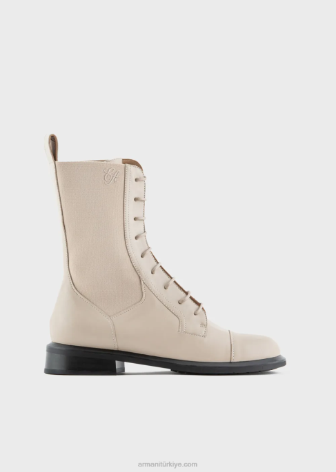 kadınlar Armani elastik ekler ile deri bağcıklı bilekte bot bej T8HD491