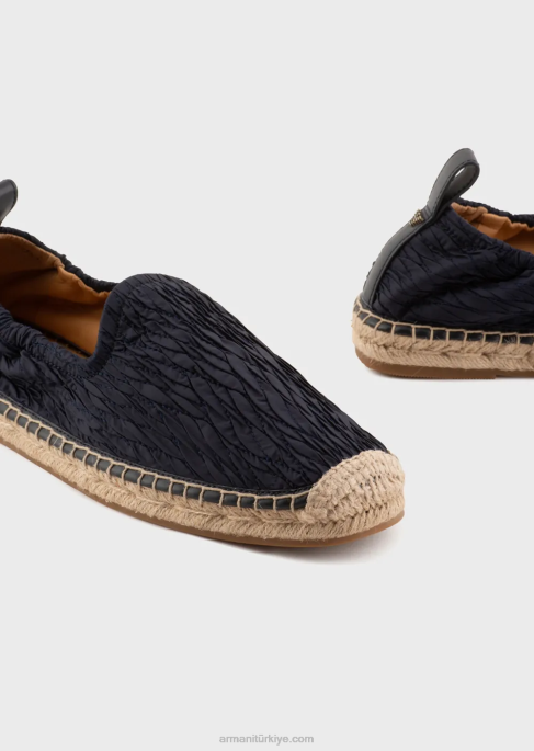 erkekler Armani pileli naylon espadril lacivert T8HD1851