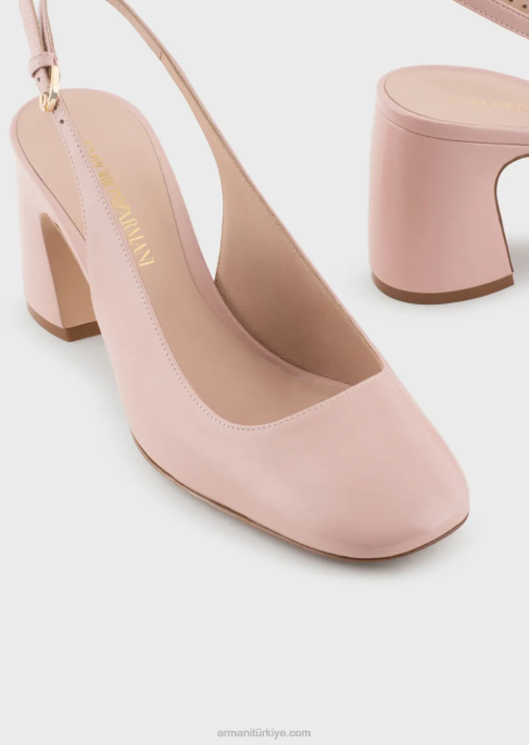 kadınlar Armani rugan arkası açık topuklu mahkeme ayakkabıları pembe T8HD519