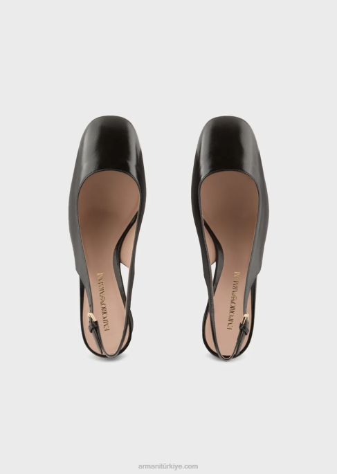 kadınlar Armani rugan arkası açık topuklu mahkeme ayakkabıları siyah T8HD518