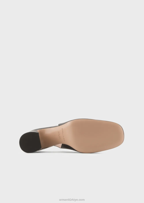 kadınlar Armani rugan arkası açık topuklu mahkeme ayakkabıları siyah T8HD518