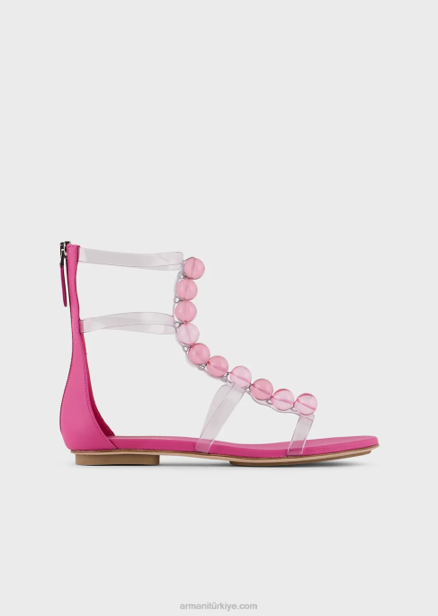 kadınlar Armani cam boncuklu pvc sandaletler pembe T8HD541