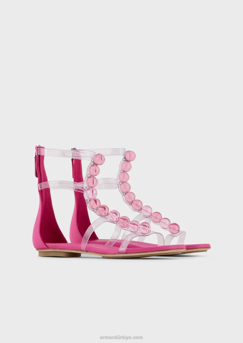 kadınlar Armani cam boncuklu pvc sandaletler pembe T8HD541