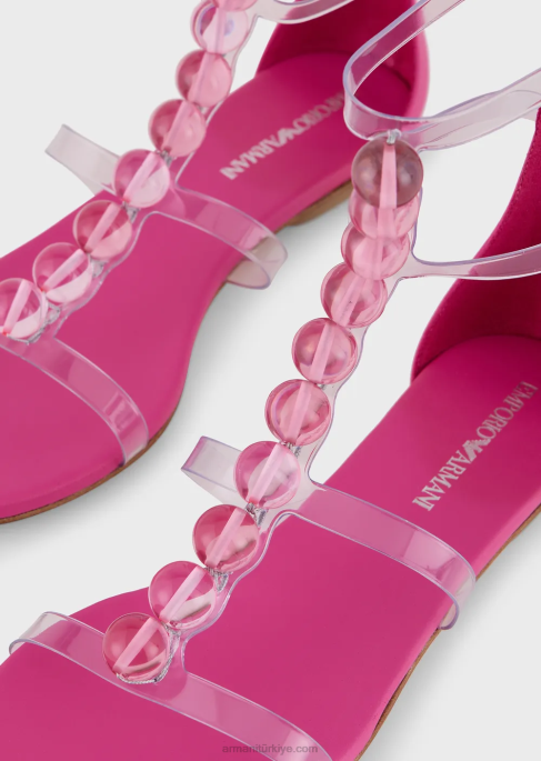 kadınlar Armani cam boncuklu pvc sandaletler pembe T8HD541