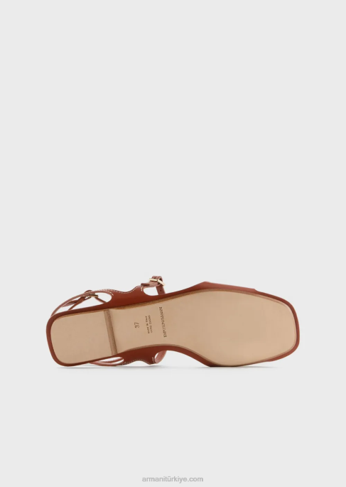 kadınlar Armani deri çift kayışlı sandaletler kahverengi T8HD530