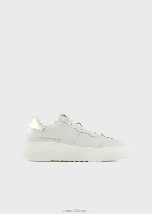 kadınlar Armani altın sırtlı kalın deri spor ayakkabı model T8HD559