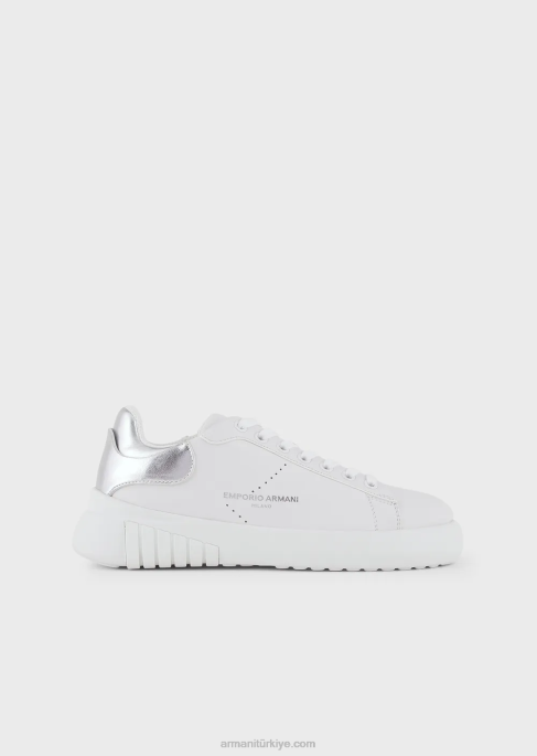 kadınlar Armani arkası lamine deri spor ayakkabıT8HD558