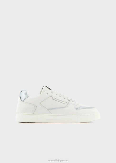 kadınlar Armani çok renkli deri spor ayakkabı beyaz T8HD547