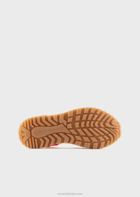 kadınlar Armani sürdürülebilir koleksiyon geri dönüştürülmüş deri delikli spor ayakkabıT8HD574