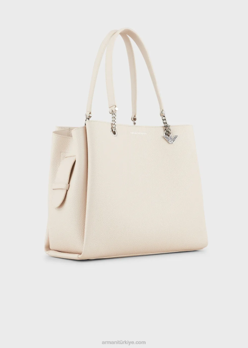 kadınlar Armani kartal tılsımlı palmellato deri efektli alışveriş çantasıT8HD731