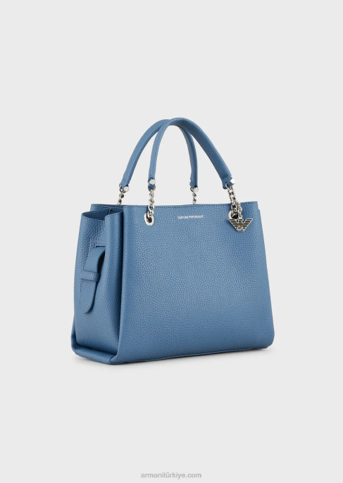 kadınlar Armani kartal tılsımlı palmellato deri görünümlü el çantası masmavi T8HD725