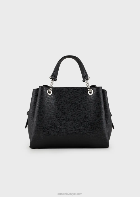 kadınlar Armani kartal tılsımlı palmellato deri görünümlü el çantası siyah T8HD727