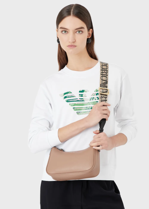 kadınlar Armani geyik desenli baget çanta deve T8HD595