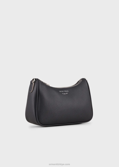 kadınlar Armani geyik desenli baget çanta lacivert T8HD594