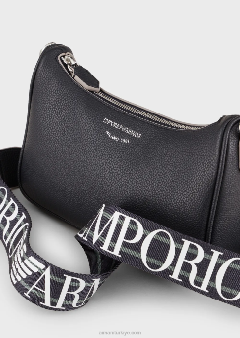 kadınlar Armani geyik desenli baget çanta lacivert T8HD594