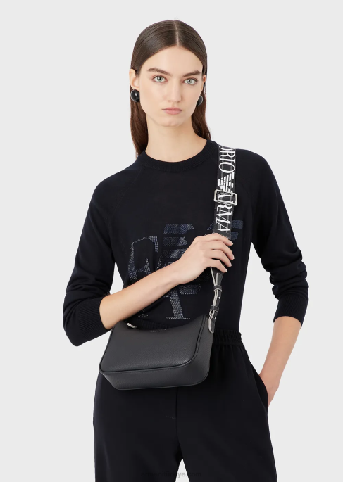 kadınlar Armani geyik desenli baget çanta lacivert T8HD594