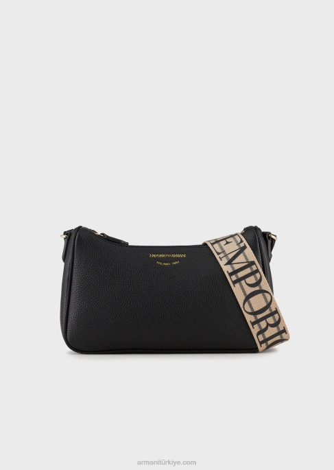 kadınlar Armani geyik desenli baget çanta siyah T8HD622