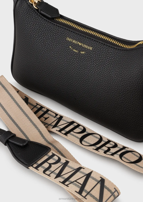 kadınlar Armani geyik desenli baget çanta siyah T8HD622