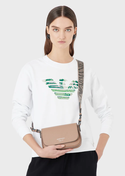 kadınlar Armani geyik desenli mini çanta deve T8HD580