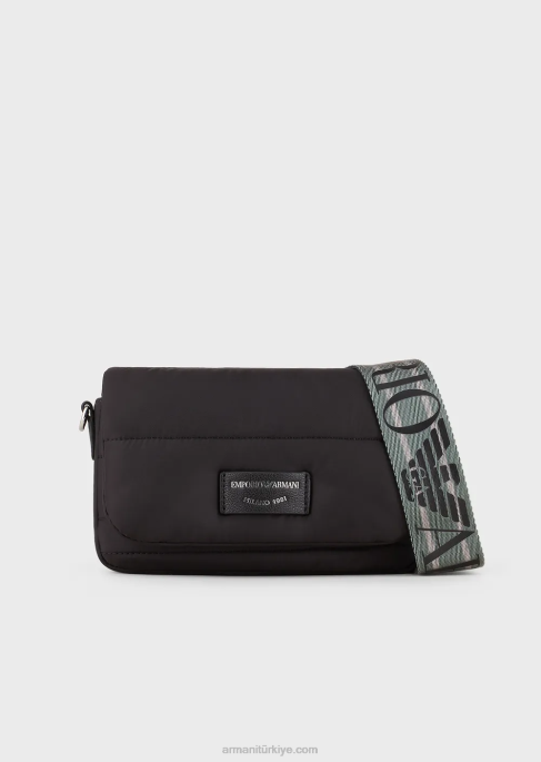 kadınlar Armani kapitone geri dönüştürülmüş naylon mini çanta siyah T8HD589