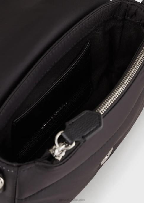 kadınlar Armani kapitone geri dönüştürülmüş naylon mini çanta siyah T8HD589