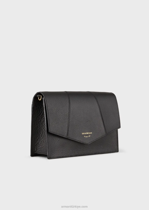 kadınlar Armani kartlıklı geyik derisi baskılı deri omuz çantası siyah T8HD610