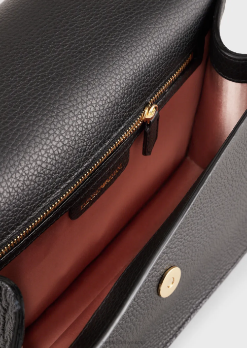 kadınlar Armani kartlıklı geyik derisi baskılı deri omuz çantası siyah T8HD610