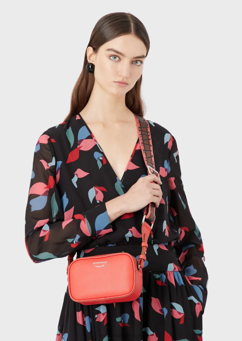 kadınlar Armani omuz askılı geyik baskılı fotoğraf makinesi çantası turuncu T8HD582