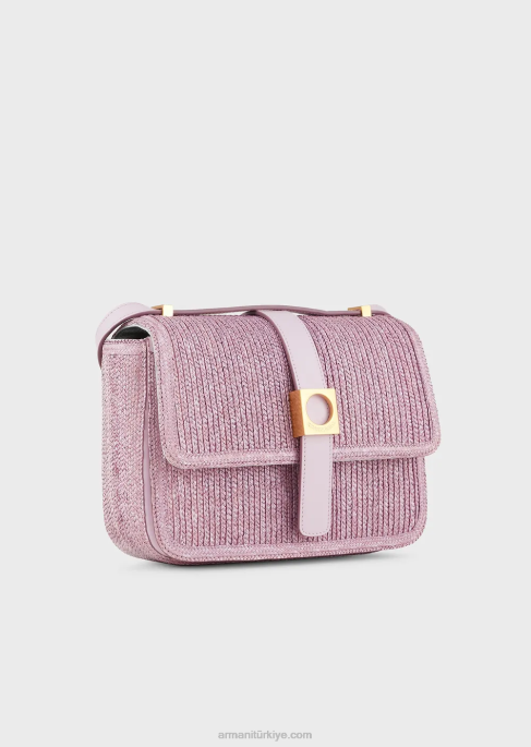 kadınlar Armani rafya omuzdan askili çanta lila T8HD632