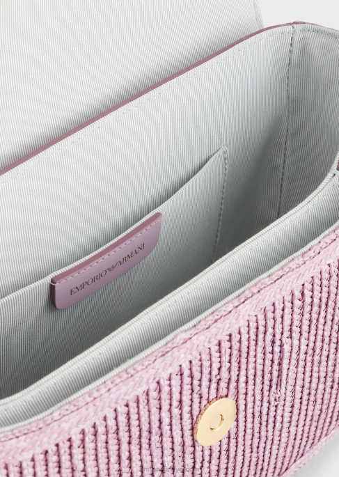 kadınlar Armani rafya omuzdan askili çanta lila T8HD632