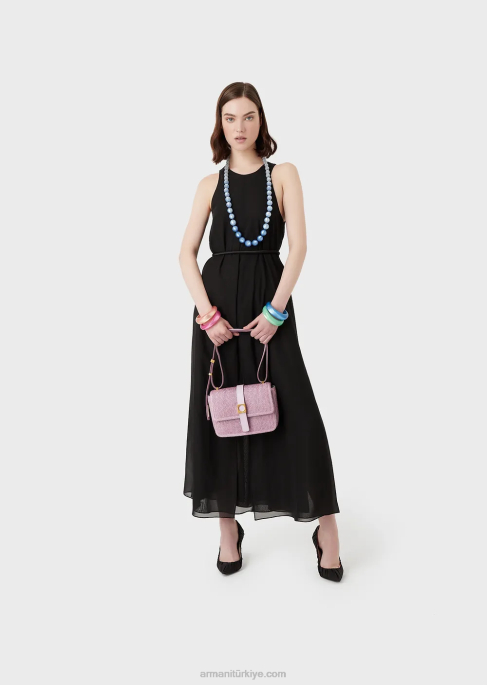 kadınlar Armani rafya omuzdan askili çanta lila T8HD632