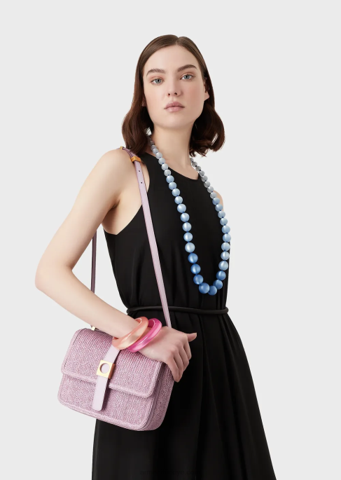 kadınlar Armani rafya omuzdan askili çanta lila T8HD632