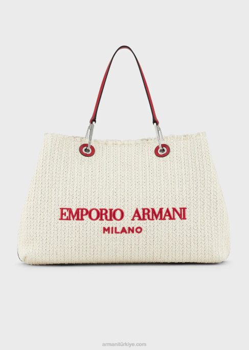 kadınlar Armani büyük, saman myea resort alışveriş çantası panna T8HD714