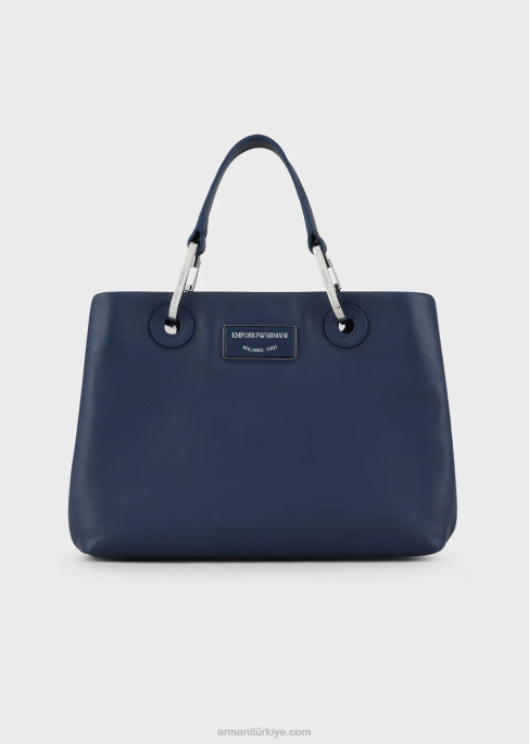 kadınlar Armani ekolojik deri küçük myea alışveriş çantası lacivert T8HD718
