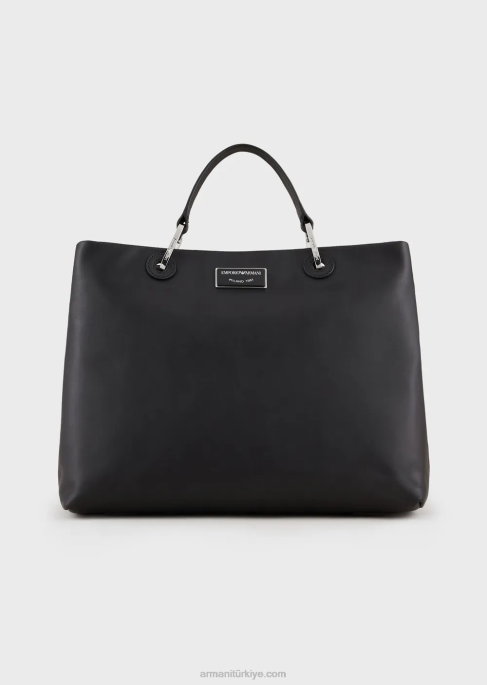 kadınlar Armani ekolojik deri orta myea alışveriş çantası siyah T8HD716