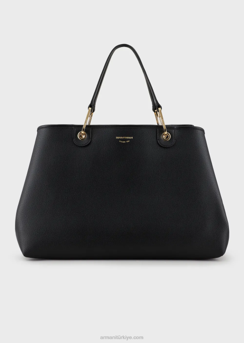 kadınlar Armani geyik desenli büyük myea alışveriş çantası siyah T8HD688