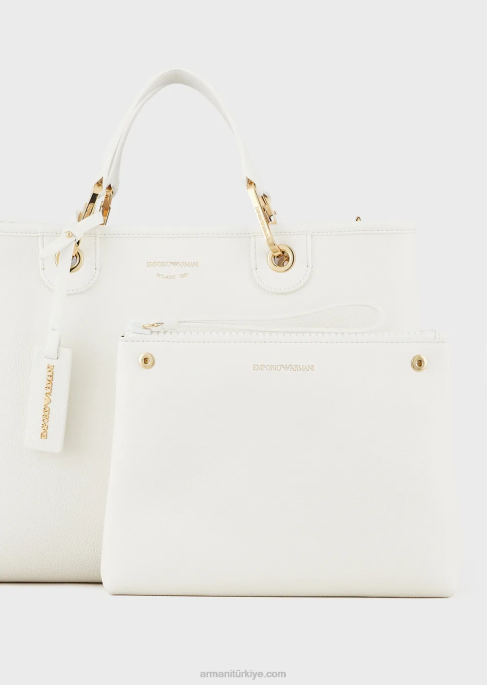 kadınlar Armani geyik desenli orta boy myea alışveriş çantası beyaz T8HD674