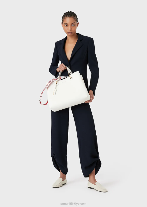 kadınlar Armani geyik desenli orta boy myea alışveriş çantası beyaz T8HD674