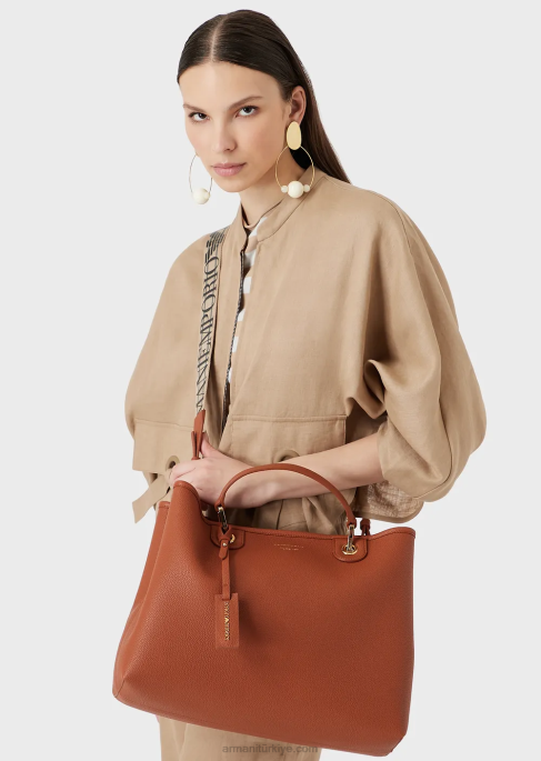 kadınlar Armani geyik desenli orta boy myea alışveriş çantası toz pembe T8HD677