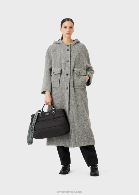 kadınlar Armani kapitone, geri dönüştürülmüş naylondan orta boy myea alışveriş çantası siyah T8HD668