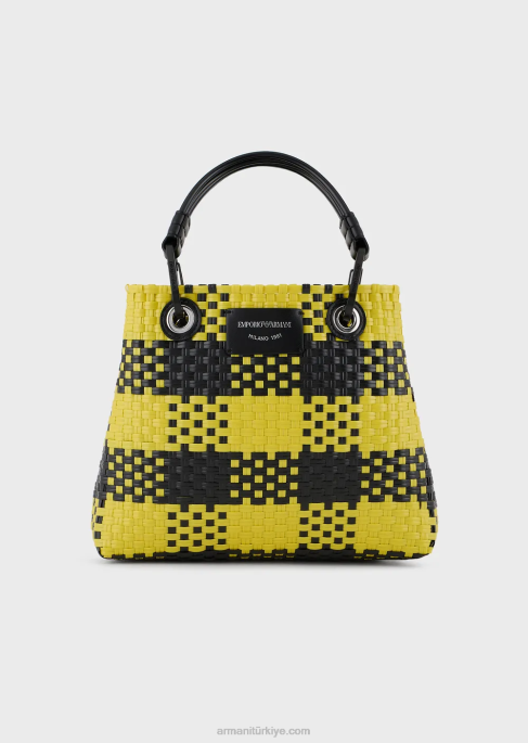 kadınlar Armani kareli motifli küçük myea örgülü alışveriş çantası çok renkli T8HD720