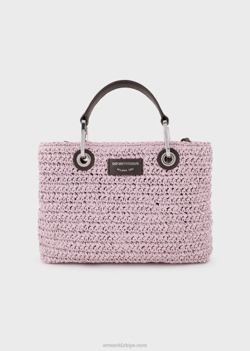 kadınlar Armani matelasse hasırında küçük myea alışveriş çantası pembe T8HD719