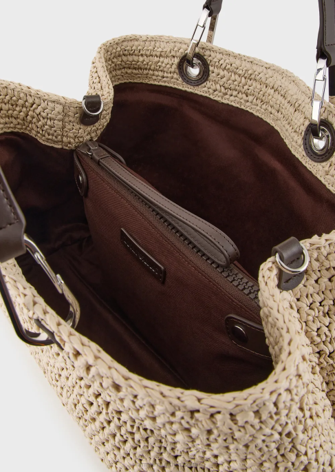 kadınlar Armani matelasse samanında orta boy myea alışveriş çantası bej T8HD721