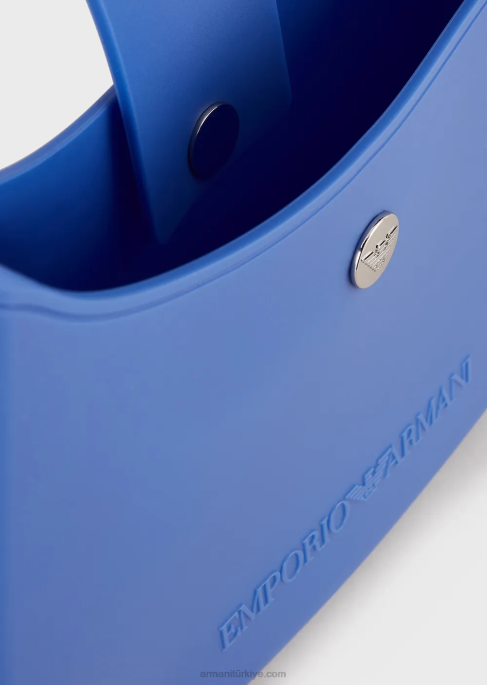 kadınlar Armani geri dönüştürülmüş pvc sakızlı çanta omuzdan askili çanta elektrik mavisi T8HD646