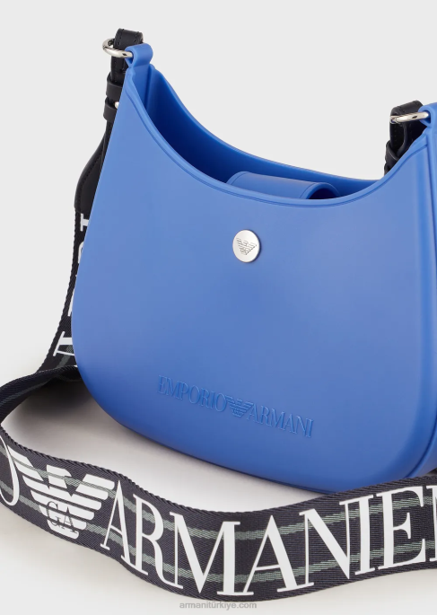 kadınlar Armani geri dönüştürülmüş pvc sakızlı çanta omuzdan askili çanta elektrik mavisi T8HD646