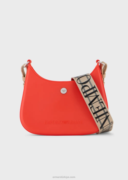 kadınlar Armani geri dönüştürülmüş pvc sakızlı çanta omuzdan askili çanta kırmızı T8HD643